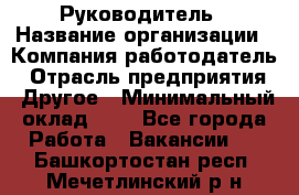 Руководитель › Название организации ­ Компания-работодатель › Отрасль предприятия ­ Другое › Минимальный оклад ­ 1 - Все города Работа » Вакансии   . Башкортостан респ.,Мечетлинский р-н